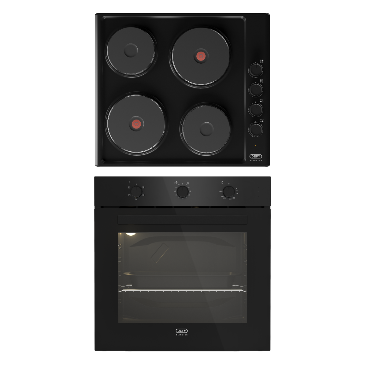 Defy 60cm Oven & Hob Box Set Black DCB838E Defy 60cm Oven & Hob Box Set Black DCB838E
