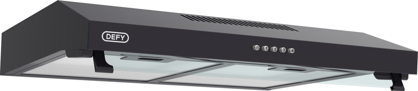 Create a cleaner and more comfortable cooking environment with the Defy 60cm Standard Cooker Hood Black DCH60B. Designed to efficiently remove smoke, steam, grease, and cooking odours, this stylish cooker hood helps keep your kitchen fresh while complementing modern and traditional kitchen designs. Featuring a 60cm width, the DCH60B is perfectly suited for installation above standard-sized hobs and cookers. Its three-speed fan control allows you to adjust the extraction power to match your cooking requirements, whether you're simmering sauces or frying at high temperatures. The cooker hood is equipped with durable aluminium grease filters that effectively trap airborne grease particles while remaining removable and washable for easy maintenance. An integrated LED light illuminates your cooking surface, providing improved visibility while preparing meals. The DCH60B offers both ducted extraction and recirculation installation options, giving you greater flexibility depending on your kitchen layout. Its sleek black finish adds a modern touch to any kitchen while delivering reliable everyday performance. Why Choose the Defy DCH60B Cooker Hood? The Defy DCH60B combines efficient extraction, practical features, and contemporary styling in a compact design. Whether you're renovating your kitchen or replacing an existing cooker hood, it provides dependable ventilation to help maintain a cleaner, fresher cooking space. Frequently Asked Questions What size hob is this cooker hood designed for? The DCH60B is designed to fit above 60cm cooktops and built-in ovens. How many fan speeds does it have? It features three adjustable fan speeds, allowing you to control the extraction level according to your cooking needs. Can this cooker hood remove cooking odours? Yes. It efficiently extracts smoke, steam, grease, and cooking odours to help keep your kitchen fresh. Are the grease filters washable? Yes. The aluminium grease filters are removable and washable, making routine maintenance quick and easy. Does it include built-in lighting? Yes. An integrated LED light provides bright illumination over your cooking area. Can it be installed without external ducting? Yes. The DCH60B supports both ducted extraction and recirculation installation (charcoal filter may be required for recirculation mode).