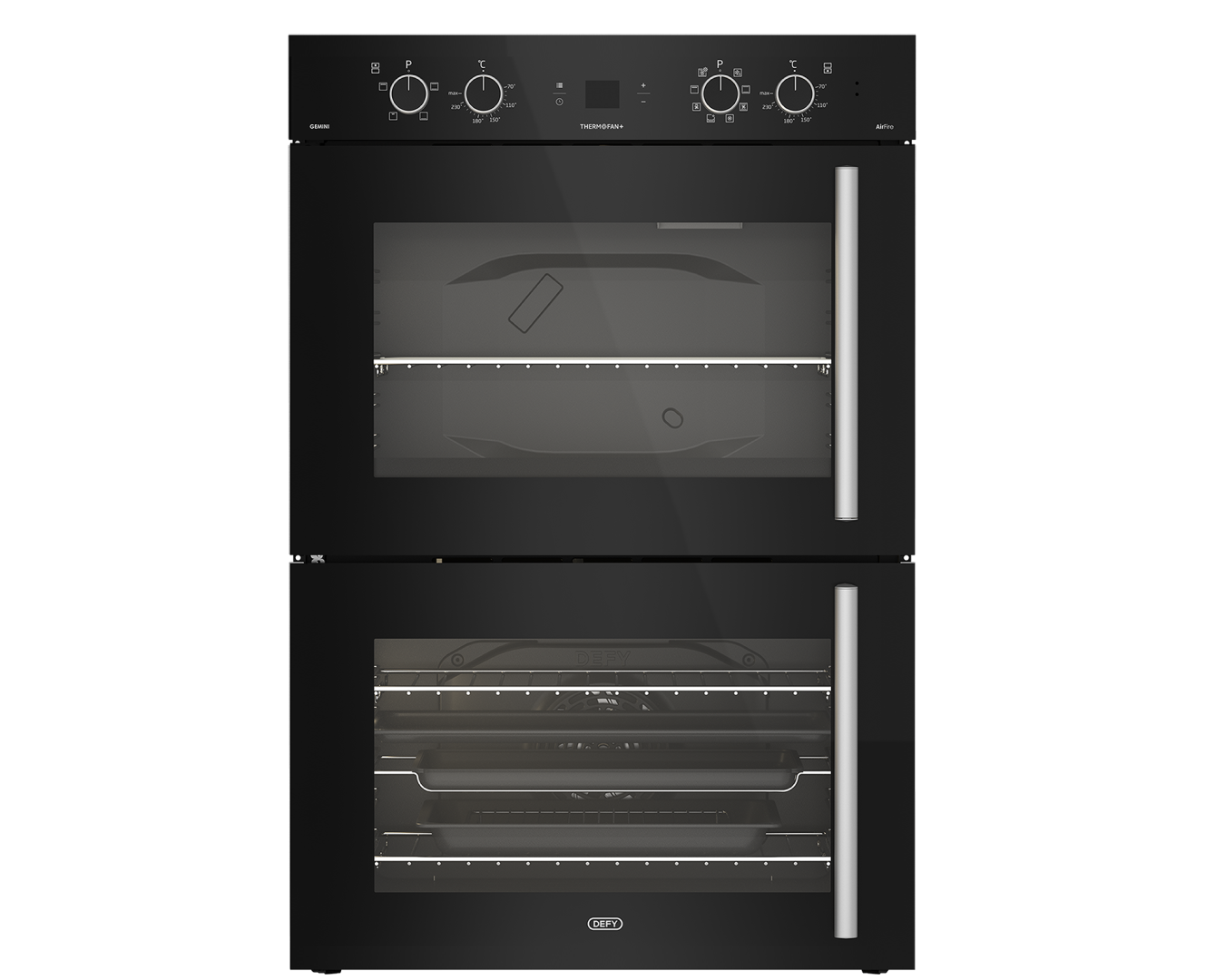 Defy 70cm Gemini ThermoFan+ Double Oven Black DBO767 Defy 70cm Gemini ThermoFan+ Double Oven Black DBO767
