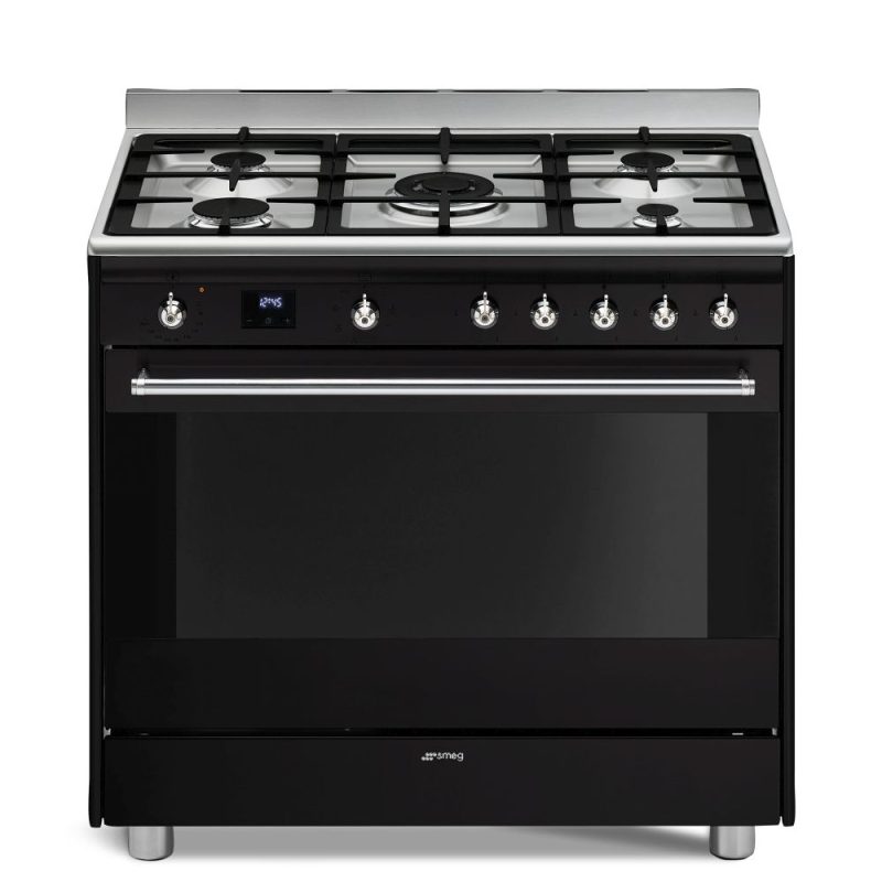 SMEG Classica 90cm black gas hob electric oven cooker SSA91MABL2